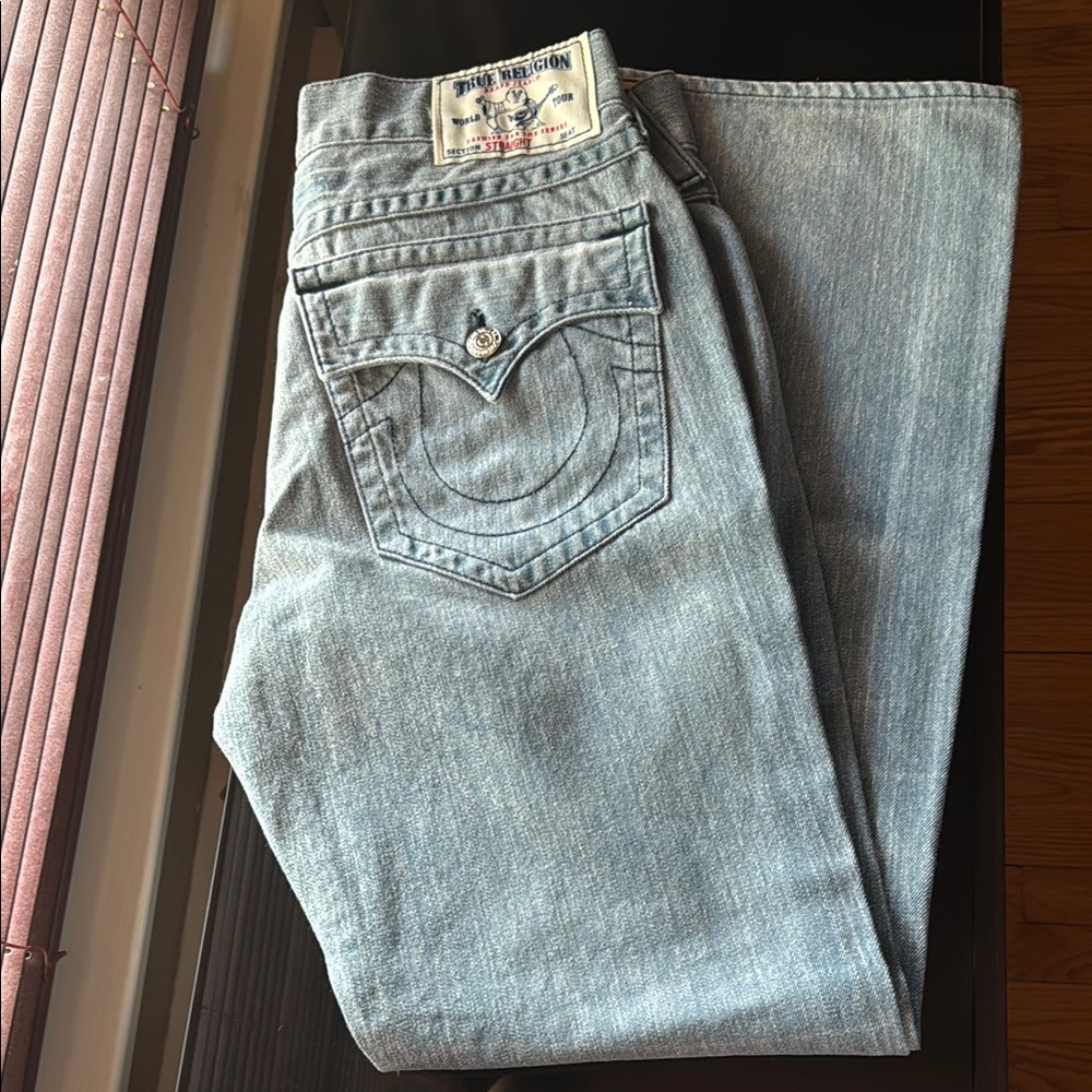 True Religion Light Blue Vintage Straight Leg Jeans